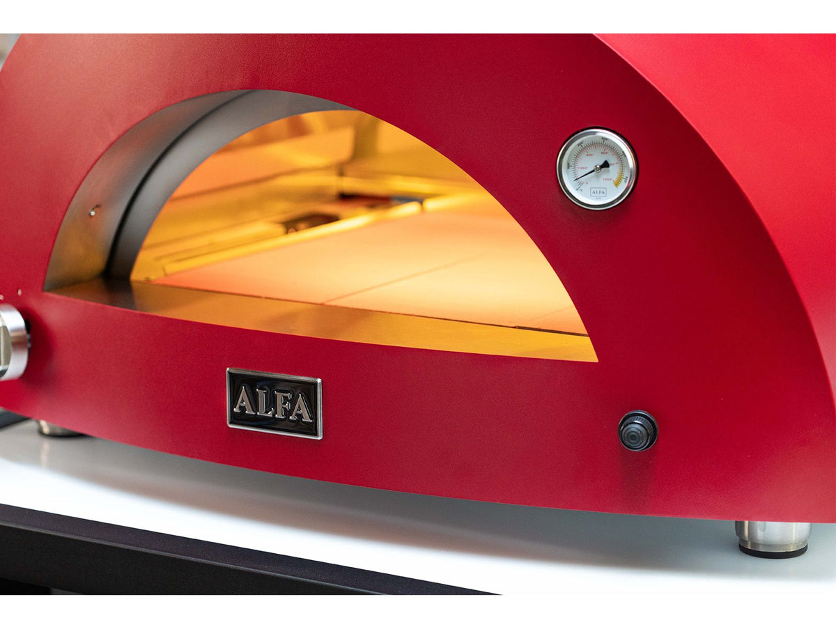 Alfa Moderno 3 Pizze 43-Inch Outdoor Gas Pizza Oven - Ruby Red