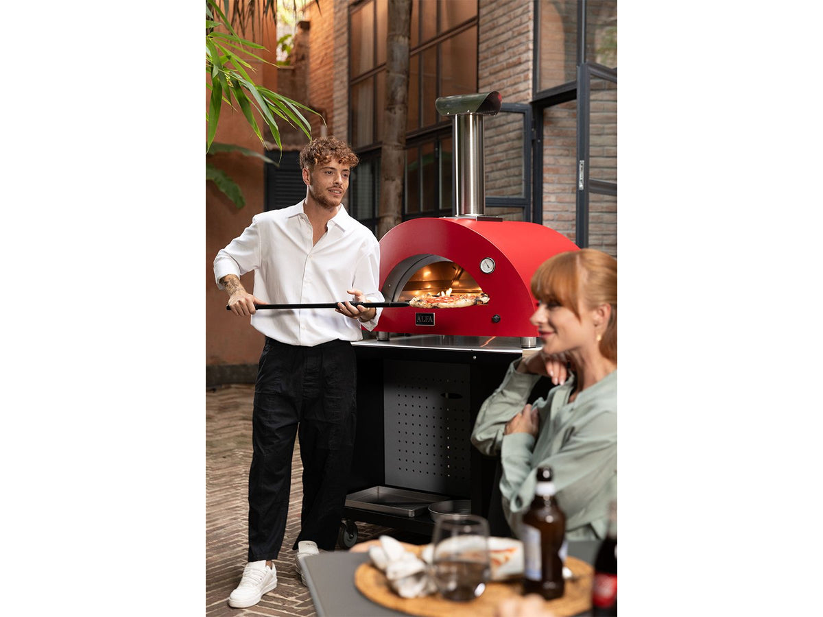 Alfa Moderno 3 Pizze 43-Inch Outdoor Gas Pizza Oven - Ruby Red