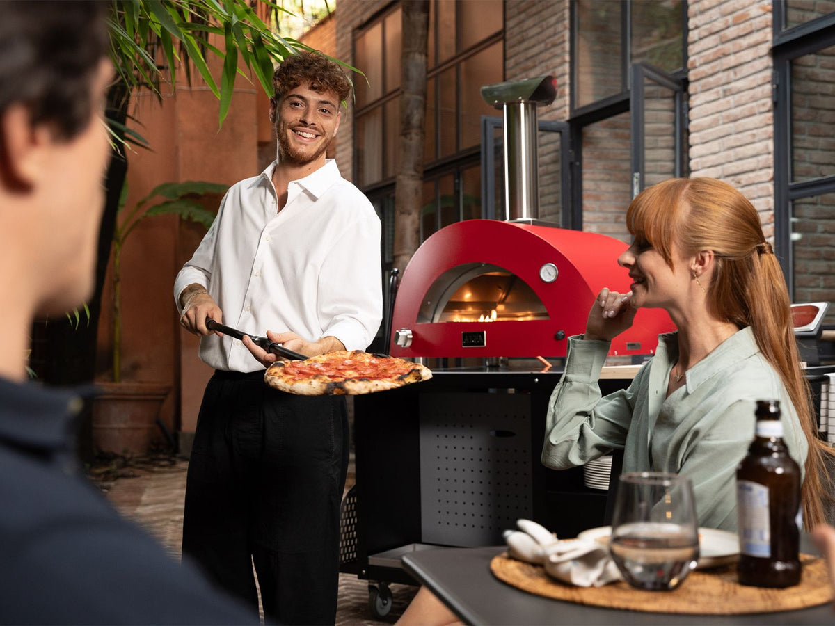 Alfa Moderno 3 Pizze 43-Inch Outdoor Gas Pizza Oven - Ruby Red